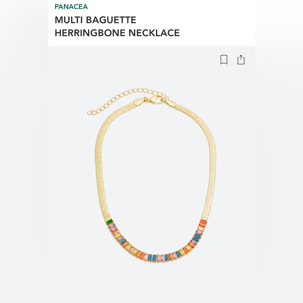 Pancea multi colored baguette herringbone necklace
